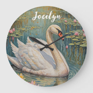 Tranquil Swan Serenade Large Clock