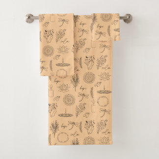 Tranquil Symbols: 3-Piece Wellness-Inspired Bath Towel Set