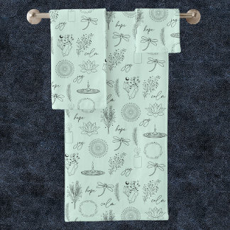 Tranquil Symbols: 3-Piece Wellness-Inspired Bath Towel Set