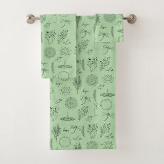 Tranquil Symbols: 3-Piece Wellness-Inspired Bath Towel Set
