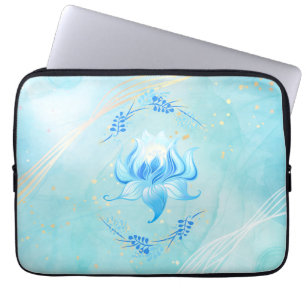 Tranquil Teal Lotus – Radiant Botanical Bloom Laptop Sleeve