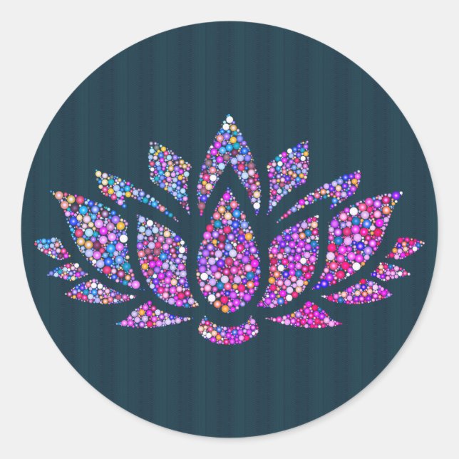 Tranquil Teal & Rainbow Lotus Flower Sticker (Front)