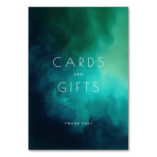 Tranquil Teal Watercolor Gratitude Table Number