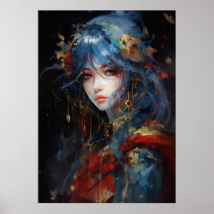 Tranquil Tides: A Watercolor Symphony Anime Poster