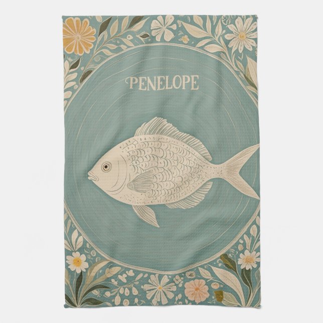 Tranquil Tides Personalized Tea Towel (Vertical)