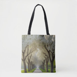 "Tranquil Trail – Walk Among Petals Daily" Tote Bag