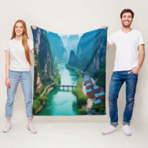 Tranquil Trails Throw – Emerald Waters & Mountain 