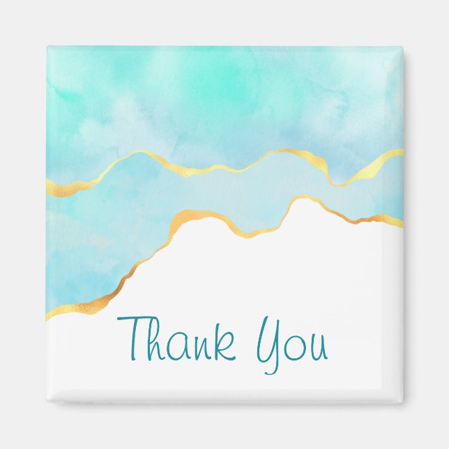 Tranquil Tropical Green with Gold Border Thank You Magnet (Front)