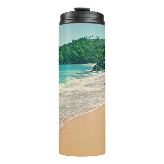 Tranquil Tropical Island Beach Thermal Tumbler (Front)
