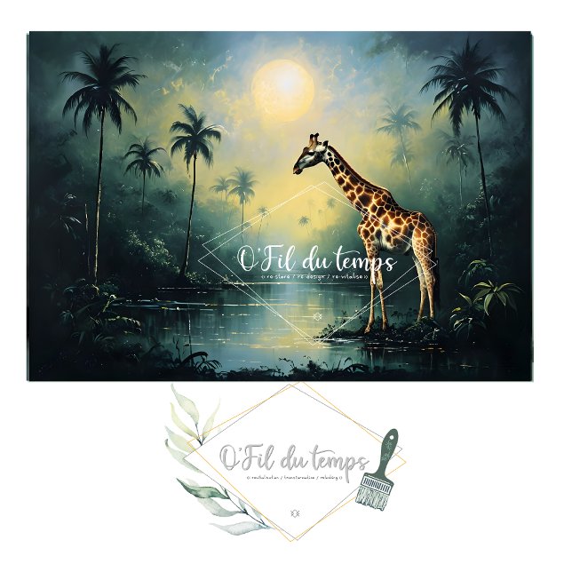 Tranquil Tropical Landscape with Giraffe Tissue Paper (Creator Uploaded)
