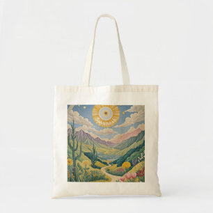 Tranquil Valley: Pastel Landscape Tote Bag