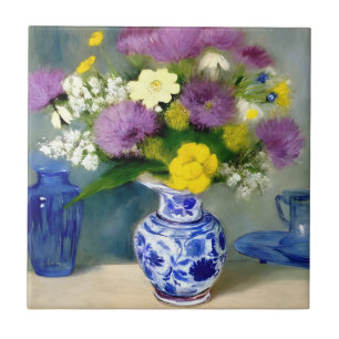 Tranquil Vase of Flowers Print Ceramic Tile