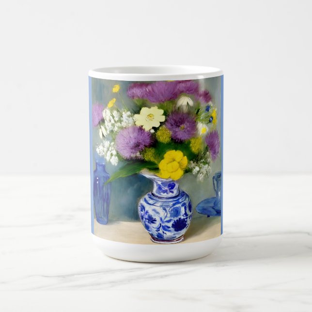 Tranquil Vase of Flowers Print Coffee Mug (Center)
