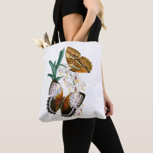 Tranquil Vintage Butterflies and Floral Art Tote Bag
