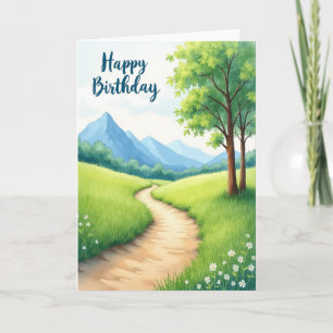 Tranquil Watercolor Path Card
