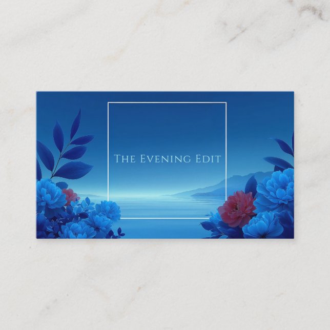 Tranquil Waters Royal Blue and Coral Business Card (Front)