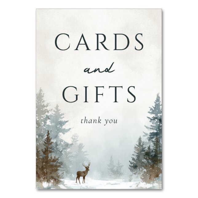 Tranquil White Watercolor Deer Forest Table Number (Front)