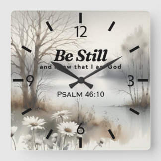 Tranquil Winter-themed Clock with Bible Verse