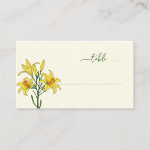 Tranquil Yellow Botanical Lilies Place Card