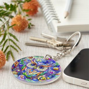 Tranquility in Glass A Floral Stained Glass Window Key Ring
