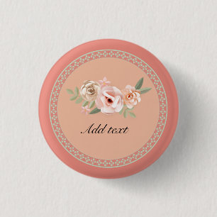Tranquillity, beautiful floral design template, 3 cm round badge