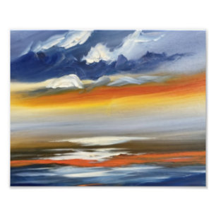 Tranquillity Embraces the Horizon in Fiery Hues Photo Print