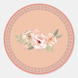 Tranquillity, floral pastel, classic round sticker