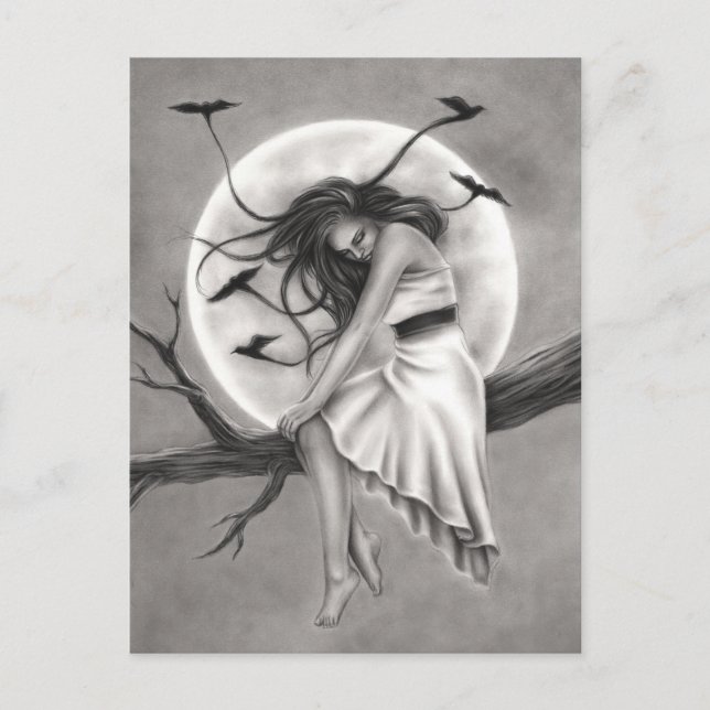 Tranquillity flying birds woman Postcard (Front)