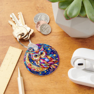 Tranquillity in Glass A Floral Stained Glass Windo Key Ring