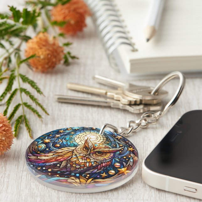 Tranquillity in Glass A Floral Stained Glass Windo Key Ring (Front Right)