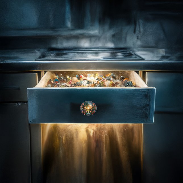 Tranquillity in Glass Bench And Flowers On Stained Ceramic Knob (Creator Uploaded)