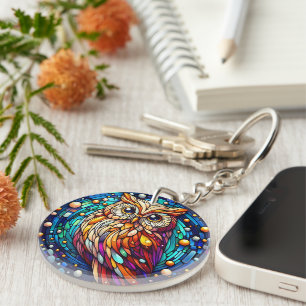 Tranquillity in Glass Bench And Flowers On Stained Key Ring