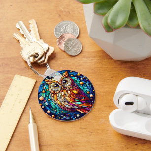 Tranquillity in Glass Bench And Flowers On Stained Key Ring