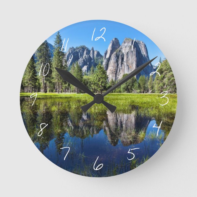 Tranquillity In Yosemite Round Clock (Front)