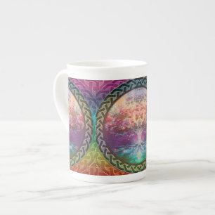 Tranquillity Tree of Life in Rainbow Colours Bone China Mug