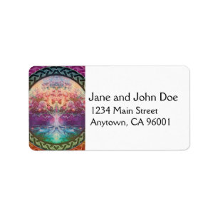 Tranquillity Tree of Life in Rainbow Colours Label