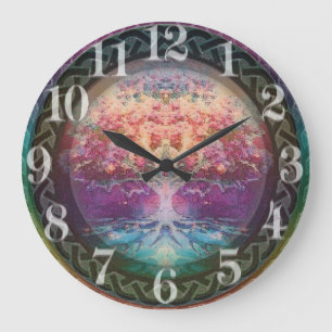 Tranquillity Tree of Life in Rainbow Colours Large Clock