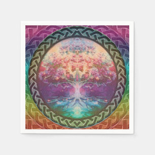 Tranquillity Tree of Life in Rainbow Colours Napkin