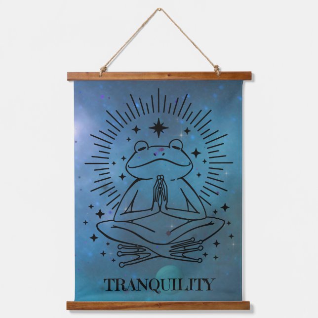 Tranquillity Yoga Frogs Hanging Tapestry (Front)