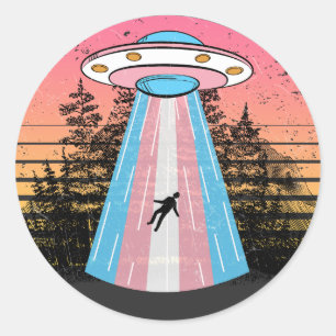 Trans Alien Funny Classic Round Sticker