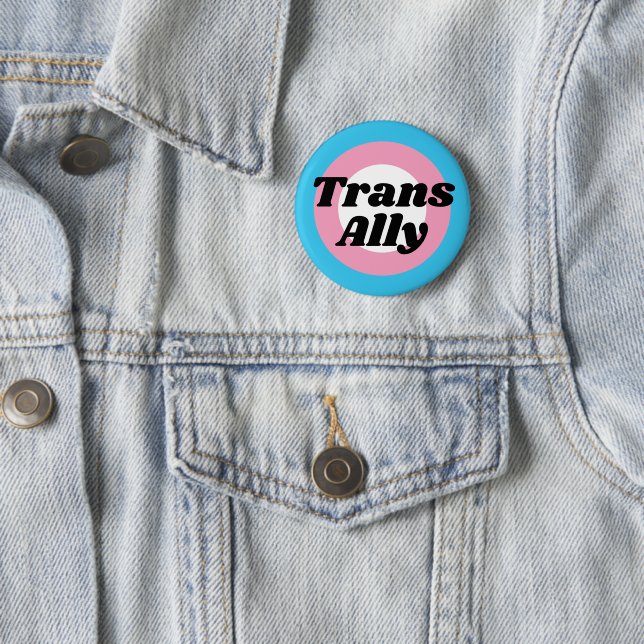 Trans Ally Editable Text Transgender Pride Flag  6 Cm Round Badge (In Situ)
