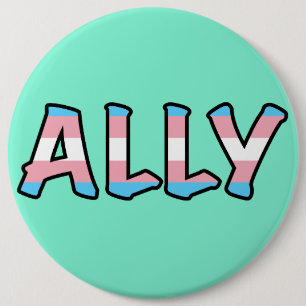 Trans Ally Hollow Letter   Mint Background  6 Cm Round Badge