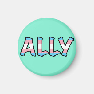 Trans Ally Hollow Letter   Mint Background  Magnet