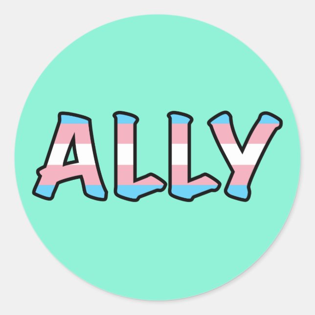 Trans Ally | Mint Background |  Classic Round Sticker (Front)