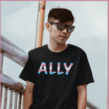 Trans Ally with Flag Filled Letters