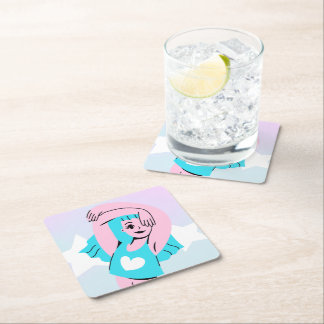 trans art on paper coaster