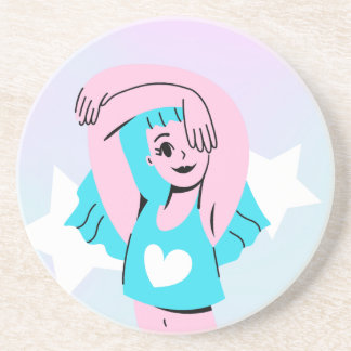 trans art on sandstone coaster