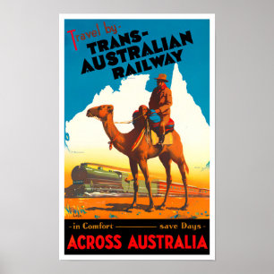 Trans Australian Railway vintage travel Poster