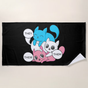 Trans Cats They Them Their Pronouns Transgender II Beach Towel