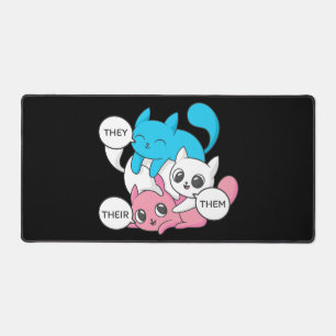 Trans Cats They Them Their Pronouns Transgender II Desk Mat